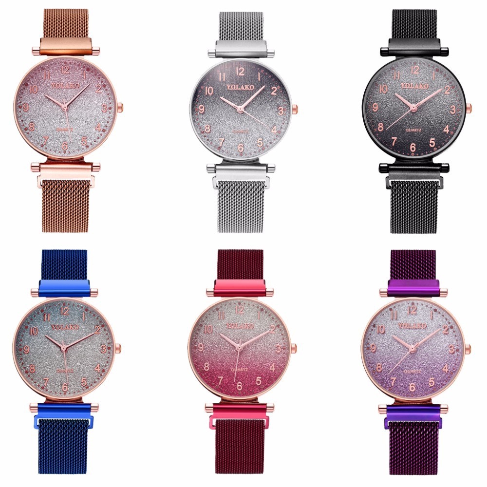 Đồng hồ nữ dây thép không gỉ viền màu gradient | BigBuy360 - bigbuy360.vn