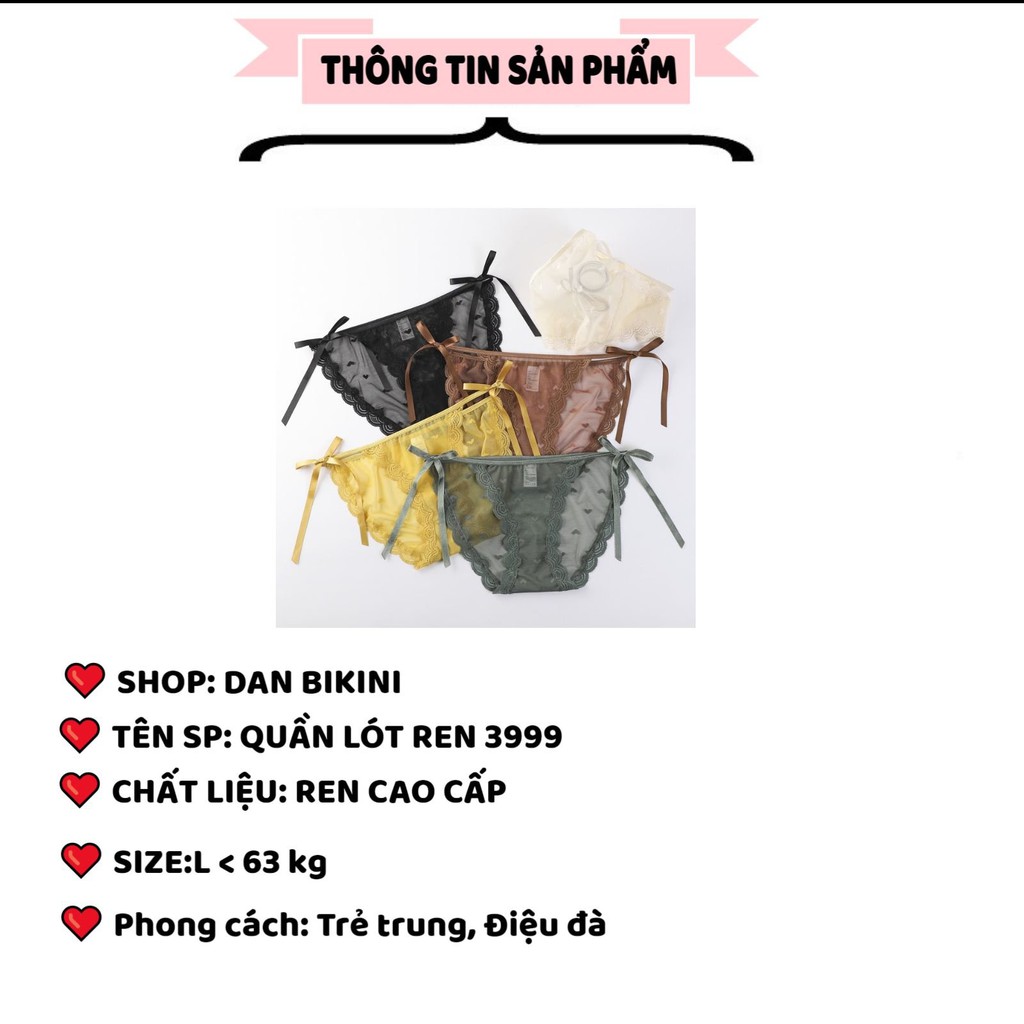 Quần Lót Nữ ❤️FREESHIP❤️ Quần Lót Ren Sexy dây buộc nơ phối họa tiết trái tim mã 3999 | BigBuy360 - bigbuy360.vn