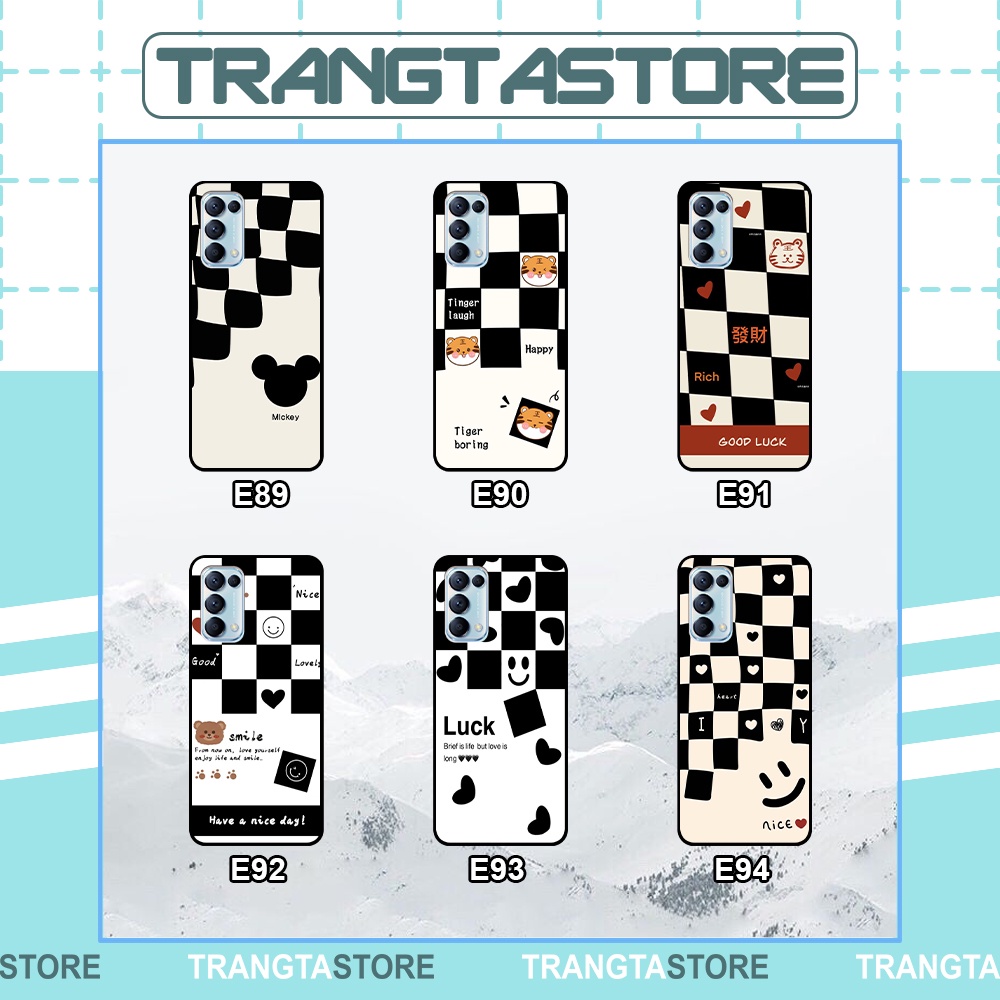 Ốp Oppo Reno5 4G / Reno5 5G / Reno 5 in hình sọc caro, họa tiết đen trắng dễ thương