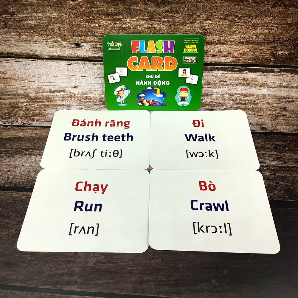 Thẻ Flash Card Glenn Doman Chủ Đề Hành Động, Flashcard Học Tập Cho Bé