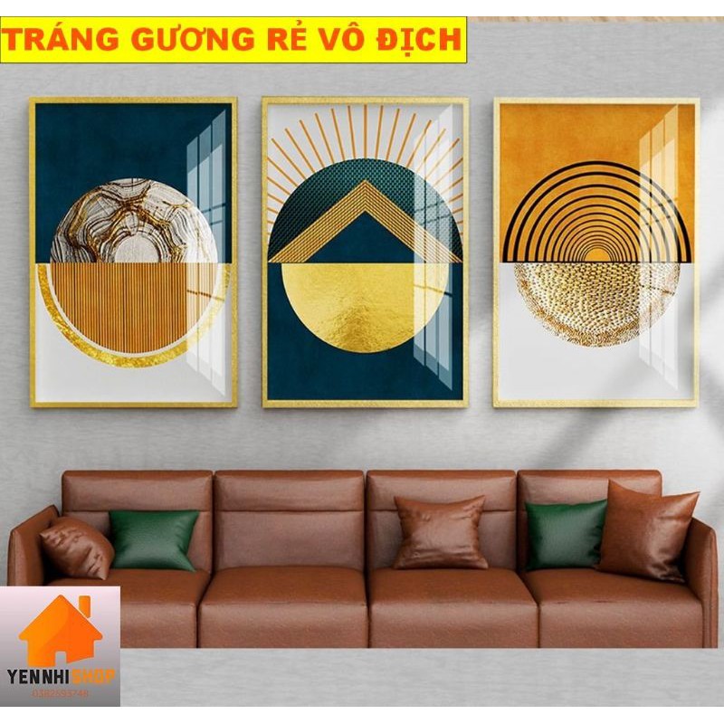 Xả combo 3 tranh tráng gương 50x70cm đẹp hơn tranh decal và canvas
