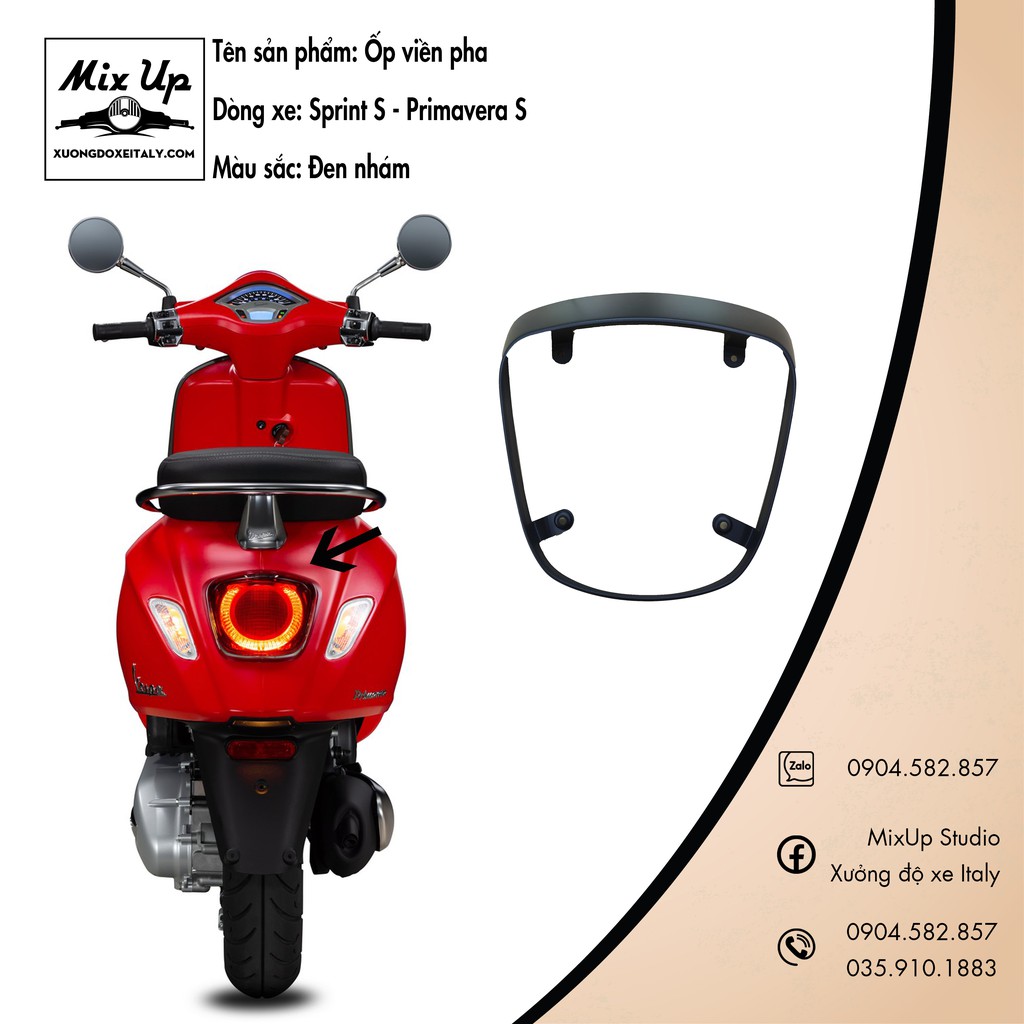 VIỀN ĐÈN HẬU ĐEN NHÁM DÒNG XE VESPA SPRINT - PRIMAVERA 2019