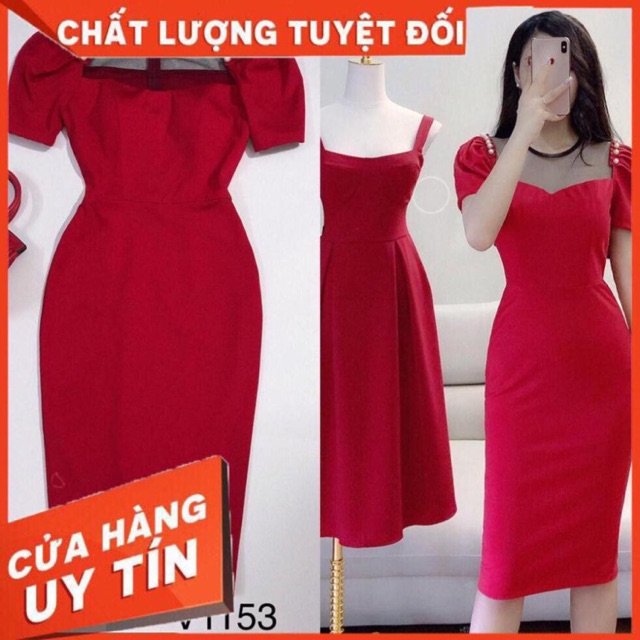 váy đỏ dự tiệc hàng thiết kế cao cấp