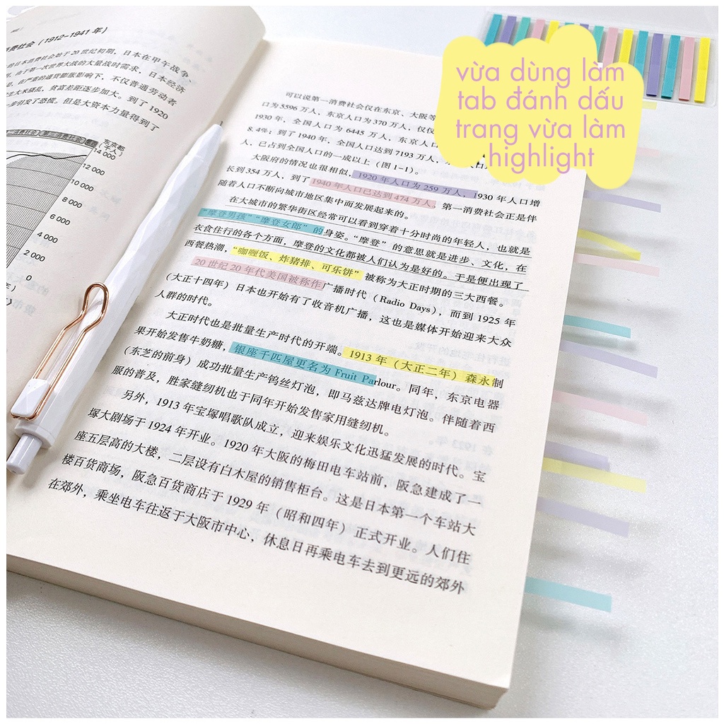 Set 300 Miếng Giấy Nhớ Highlight Chống Hư Sách Thin Sticky Note Tab Bookmark