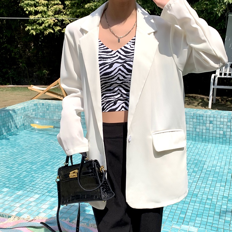 Áo khoác vest blazer nữ Thiết kế Form rộng Tay dài 1 nút Hàn Quốc Blazer nữ Dáng dài Dài tay Cao cấp | WebRaoVat - webraovat.net.vn