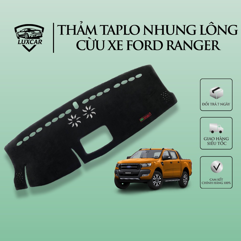 Thảm Taplo Nhung Lông Cừu RANGER ( XLT, XLS, WILDTRAK ) - Đế Cao Su Chống Trượt LUXCAR