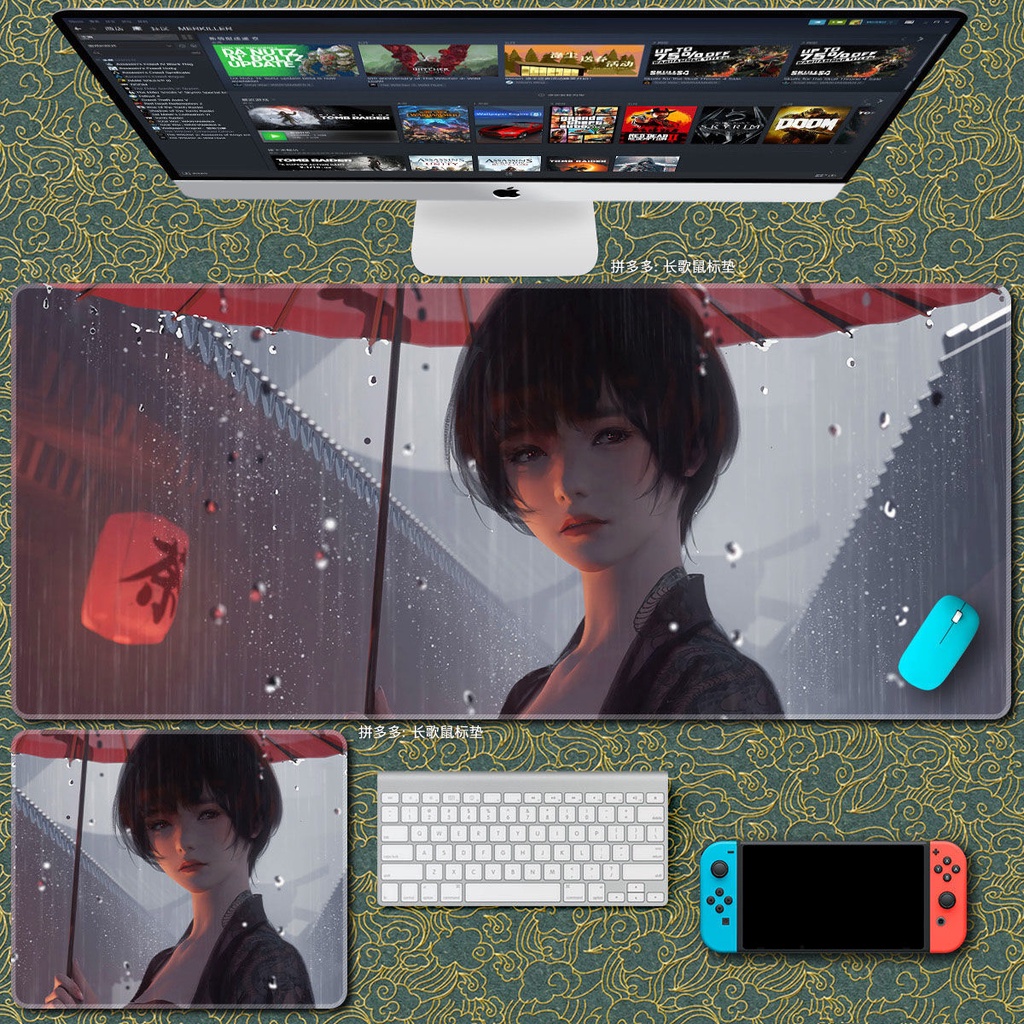 Tấm Lót Chuột Và Bàn Phím Cỡ Lớn 700x300 In Hình Công Chúa Xinh Xắn