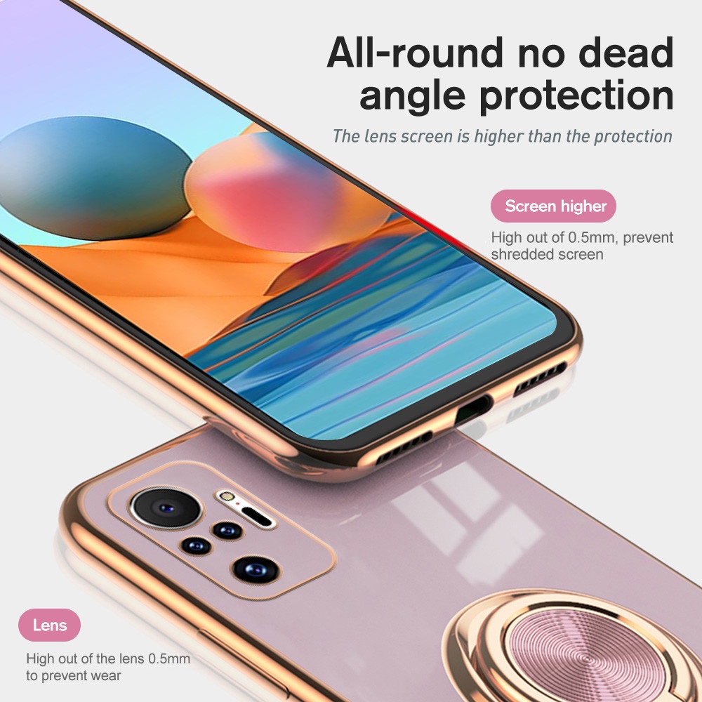 Ốp điện thoại mềm chống sốc có nhẫn đỡ cho Xiaomi Redmi Note 10 Pro Redme Not 10Pro Note10 10s