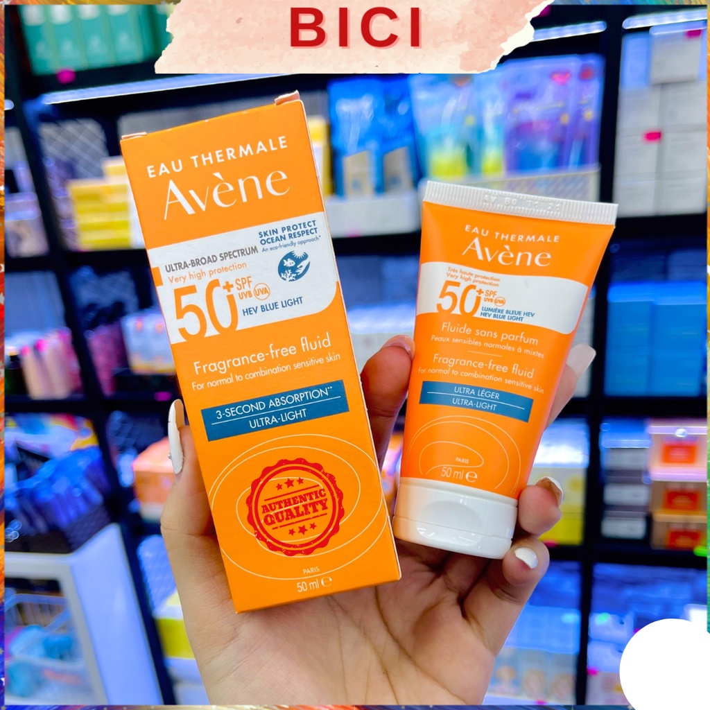 (Mẫu mới 2022) Kem Chống Nắng Phổ Rộng AVENE Fluide Dry Touch Very High Protection SPF 50+ Da Thường, Hỗn Hợp - 50ml