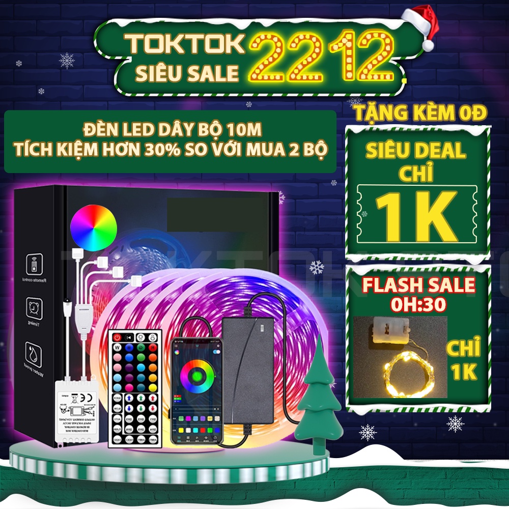 Đèn Led TikTok Trang Trí DIY đổi 16 Triệu Màu, Combo 10M Dây Led Phát Sáng Siêu Tiện Lợi Hỗ Trợ Trang Trí Nhà Cửa