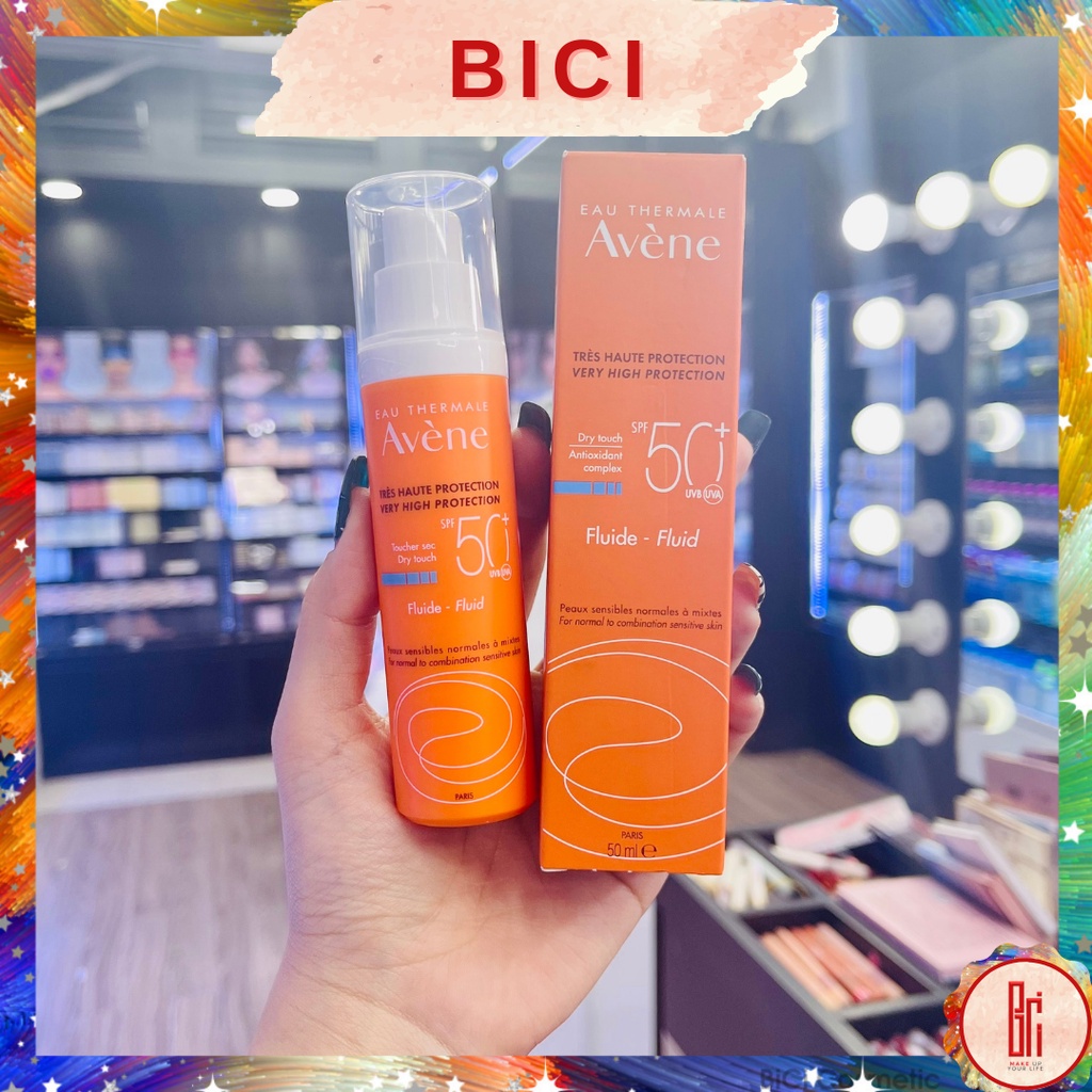 (Mẫu mới 2022) Kem Chống Nắng Phổ Rộng AVENE Fluide Dry Touch Very High Protection SPF 50+ Da Thường, Hỗn Hợp - 50ml