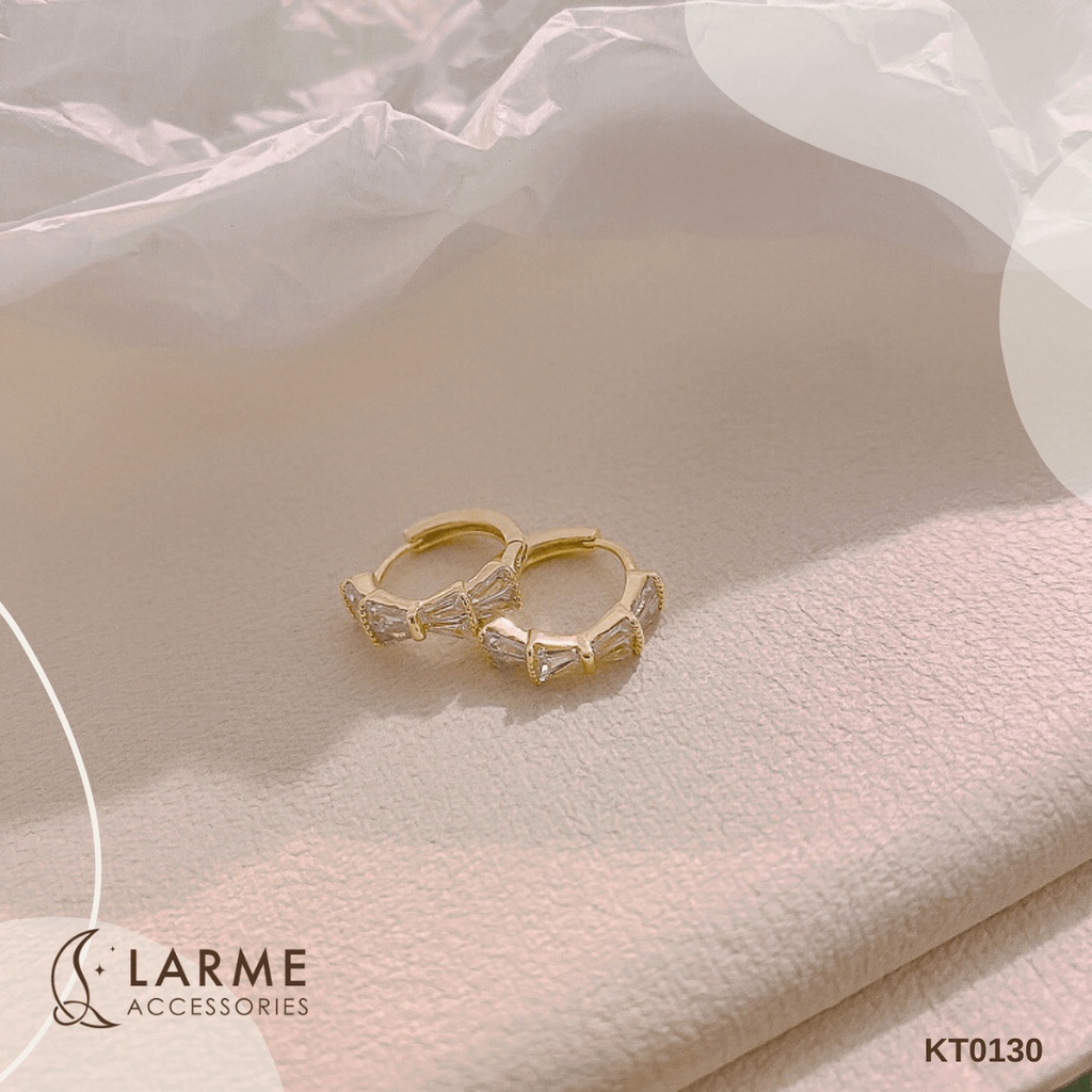 Khuyên tai nữ tròn, bông tai nụ dài đính đá lấp lánh Larme Accessories - KT0130
