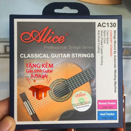 Dây đàn Guitar Classic Cổ điển AC130 N - Bộ 6 dây đàn Alice Chính Hãng - tem chống hàng giả thế hệ mới