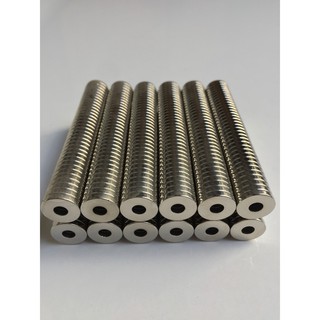 Nam Châm Đất Hiếm 14,8x3mm lỗ tròn M4 ( Từ Tính Hút Cực Mạnh ) (CAM KẾT HÀI LÒNG)