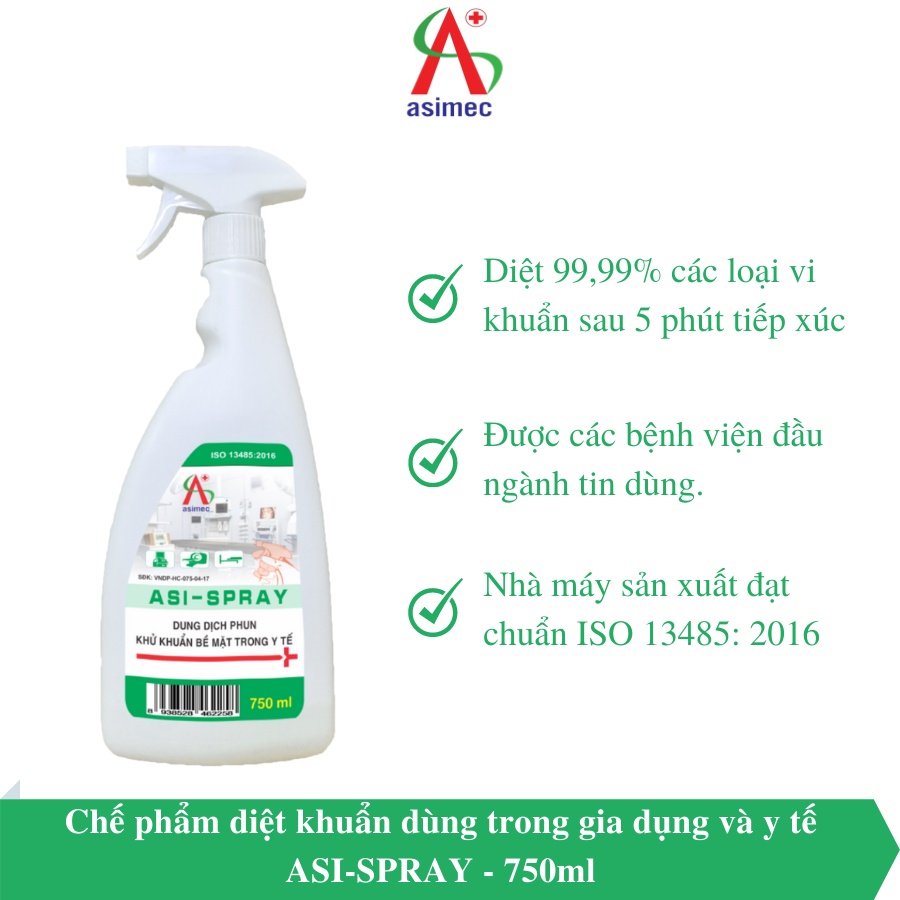 Chai xịt khử khuẩn bề mặt dùng trong y tế ASI SPRAY - 750ml | Shopee Việt Nam