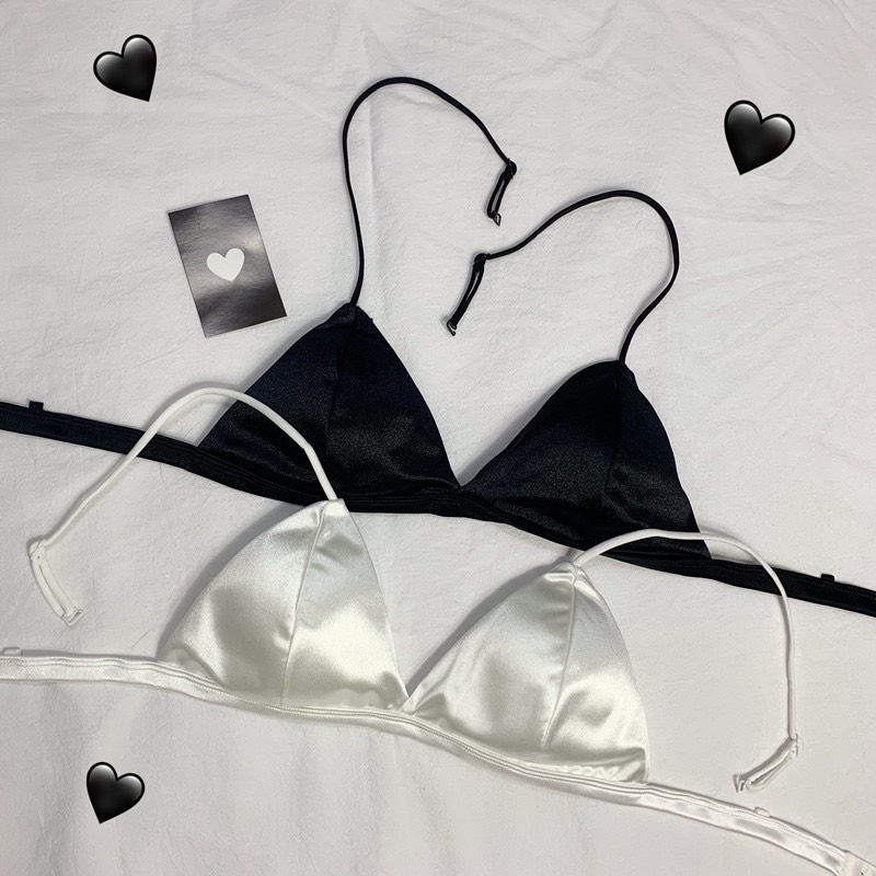 Áo bra Áo lót nữ bralette satin trơn mịn có khóa cài sau quyến rũ pasana0076