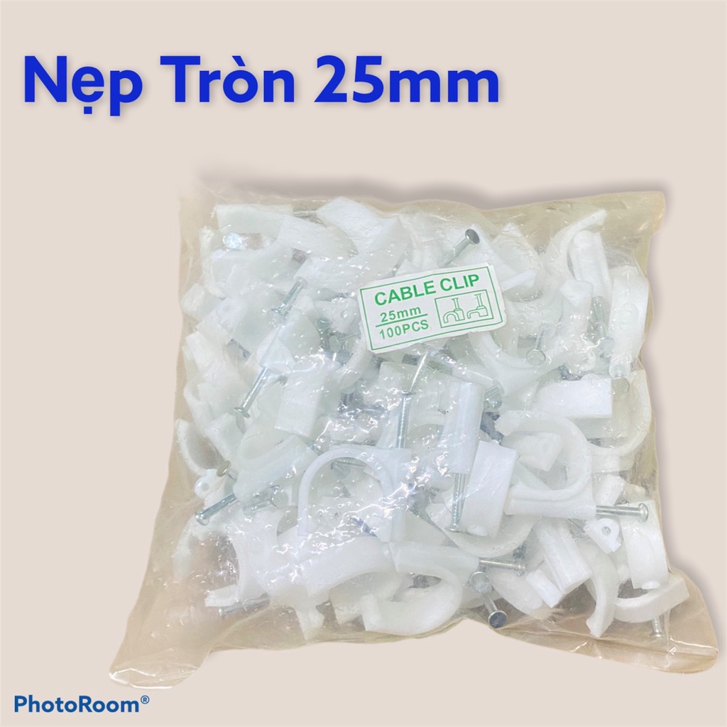 Nẹp tròn 25mm . Nẹp dây điện 1 gói gồm 100 cái