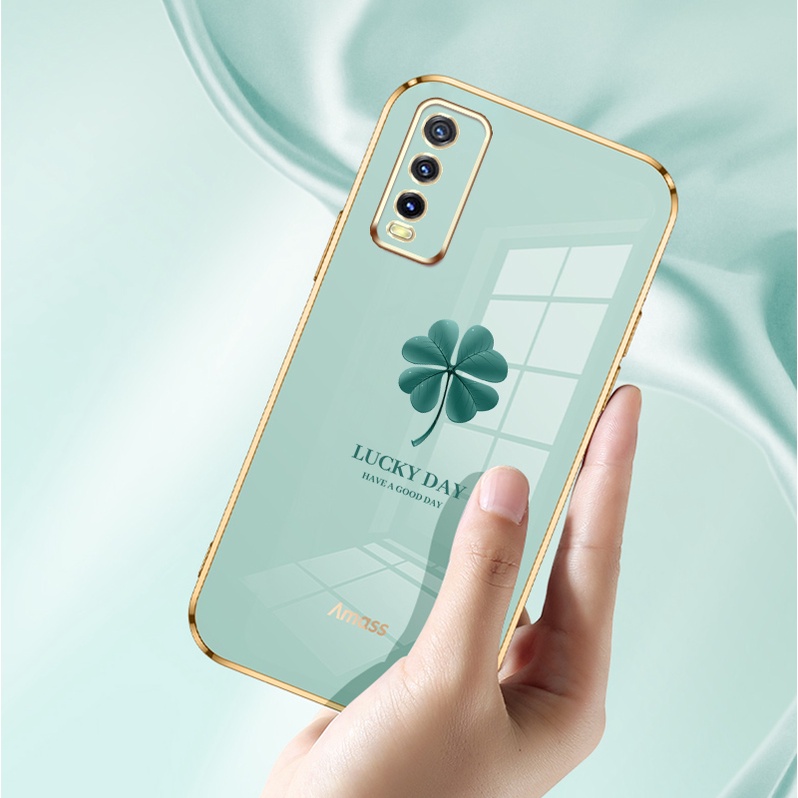 Ốp Điện Thoại Silicon Mạ Hình Cỏ Bốn Lá Cho VIVO V2026 Y20i Y20S Y12S 2021 Y20S G Y20A Y20A Y12A Y3S 2021 Y20T