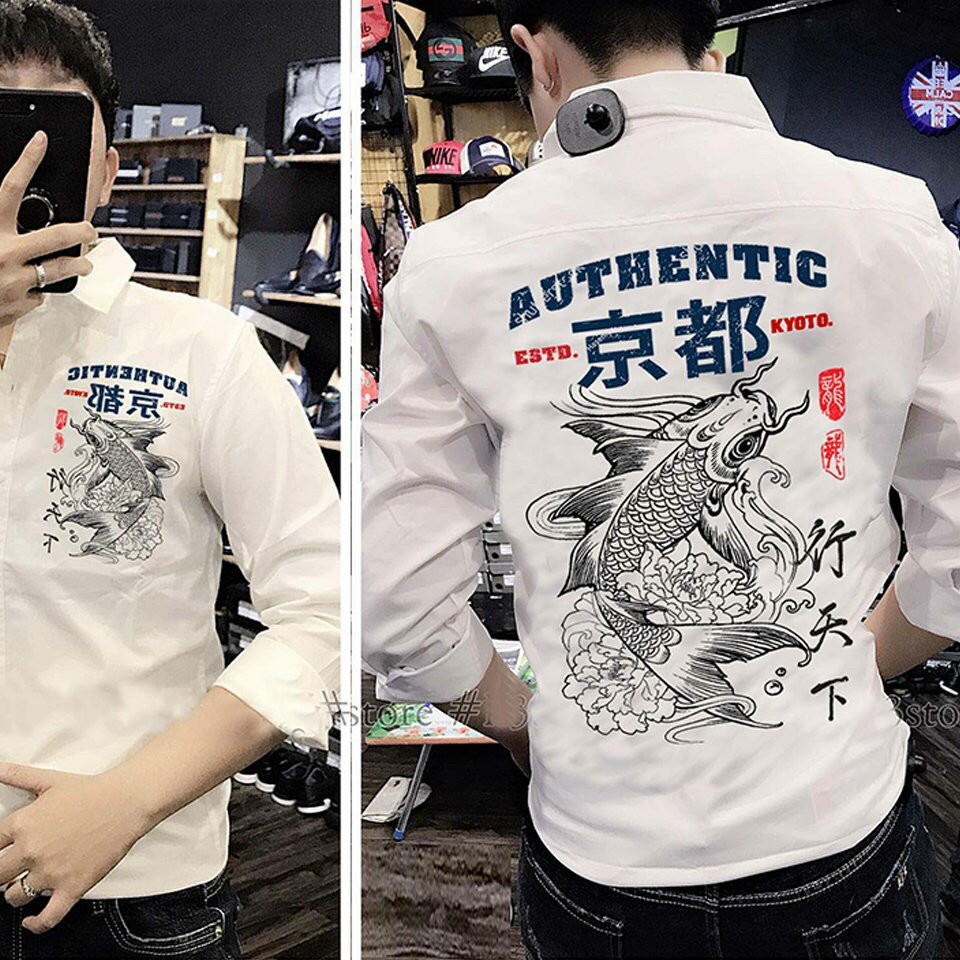 áo somi nam in hình bụi bặm thương hiệu FASHION chất vải lụa chống nhăn.có tất cả cho các size từ 40 kg đến 75 kg.