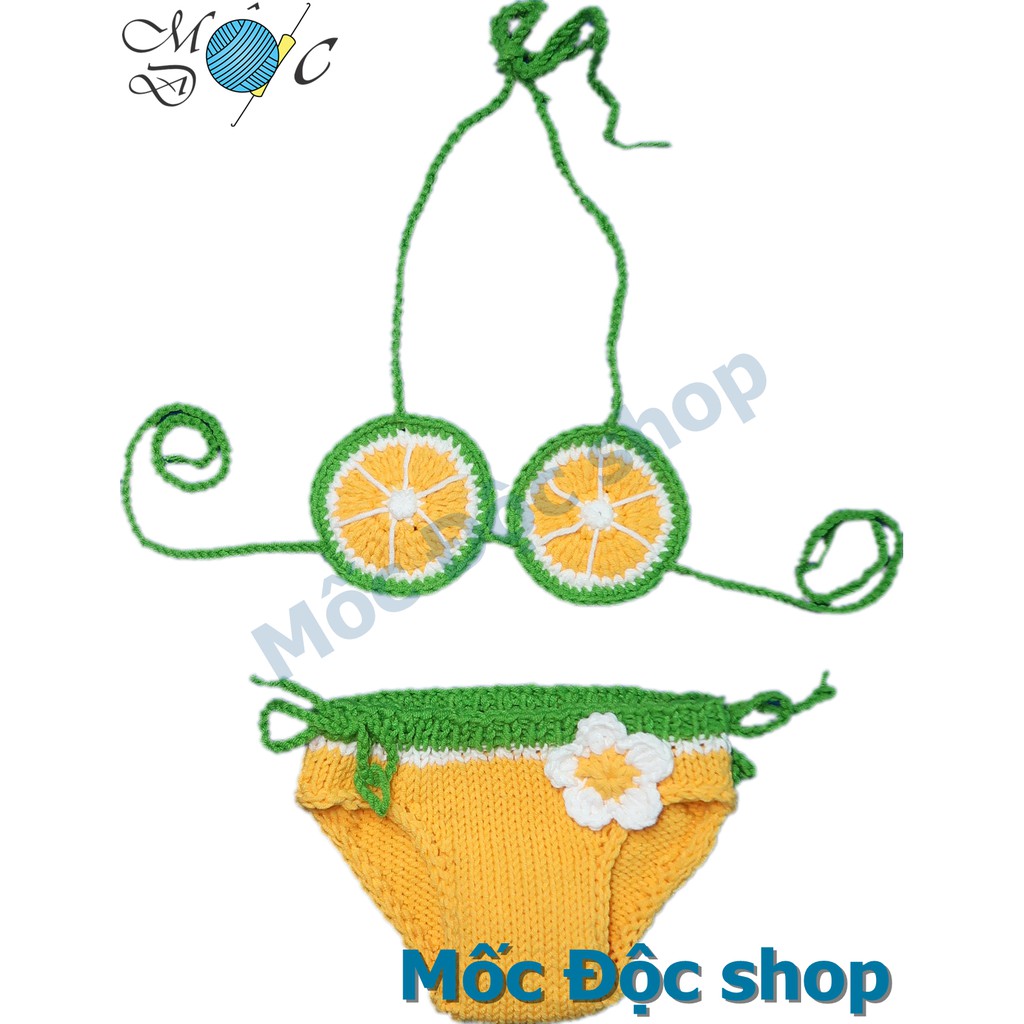 [Hỏa tốc HCM] Bikini len đi biển cho bé gái - trái chanh