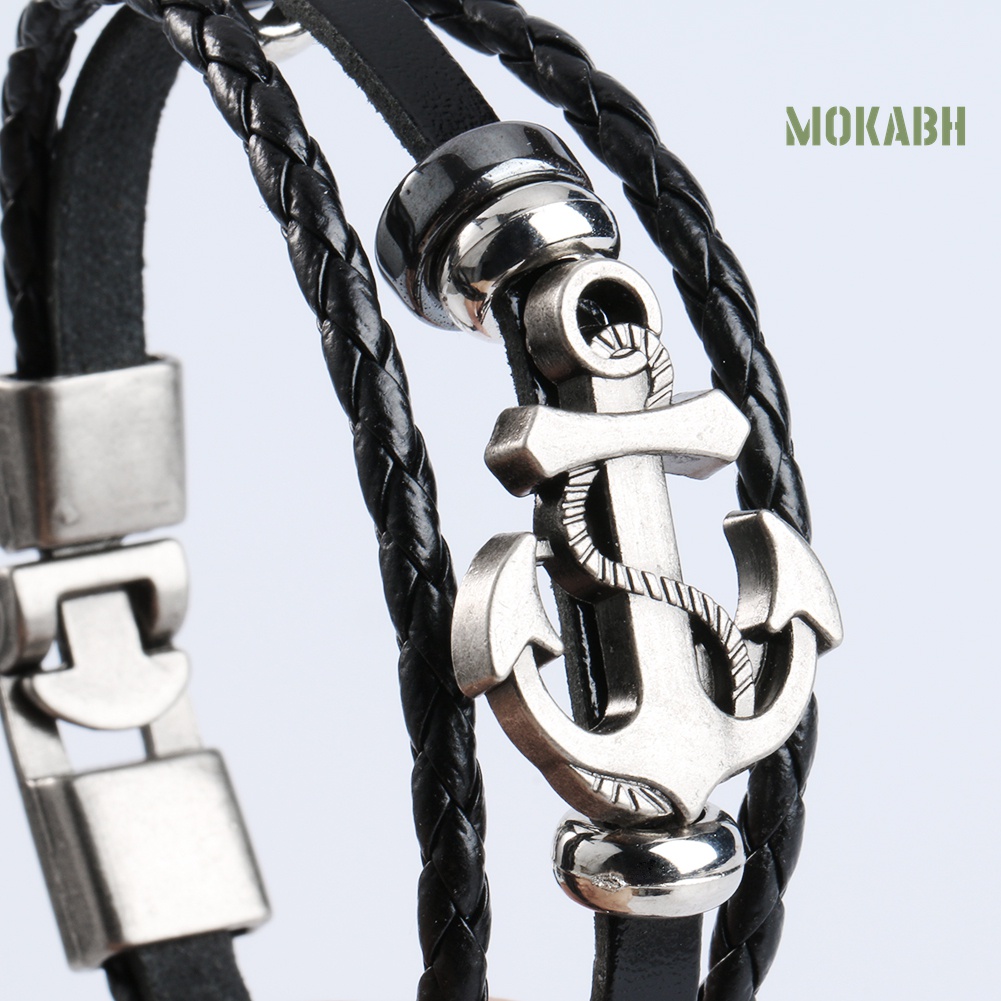 Vòng Đeo Tay Giả Da Kiểu Dáng Vintage Thời Trang Cá Tính Cho Nam