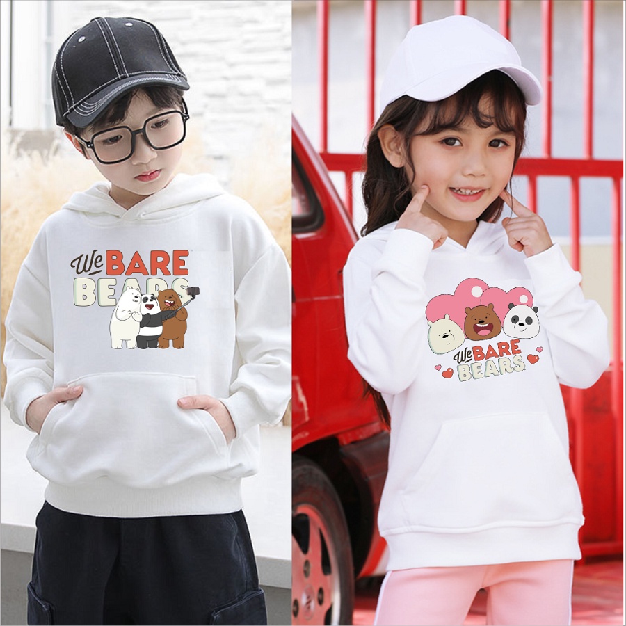 Áo hoodie we bare bears chúng tôi đơn giản là gấu màu trắng cho bé trai bé gái