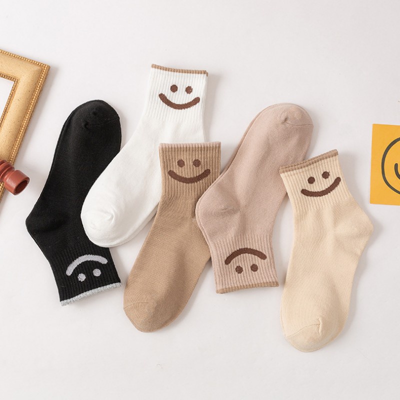 Vớ Cotton Mỏng Vô Hình / Đơn Giản Mềm Mại Thoải Mái Thoáng Khí In Họa Tiết Mặt Cười Hoạt Hình Phong Cách Hàn Quốc Cho Nữ