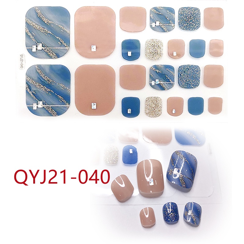 [Hàng mới về] Set 22 miếng dán móng chân mẫu Qyj21-021 - 040 3d độc đáo trang trí thủ công
