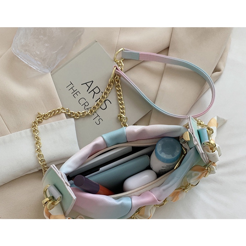 Túi xách nữ đeo chéo kẹp nách đeo vai đi chơi thời trang xích khăn pha màu Bachhoaonline68 552