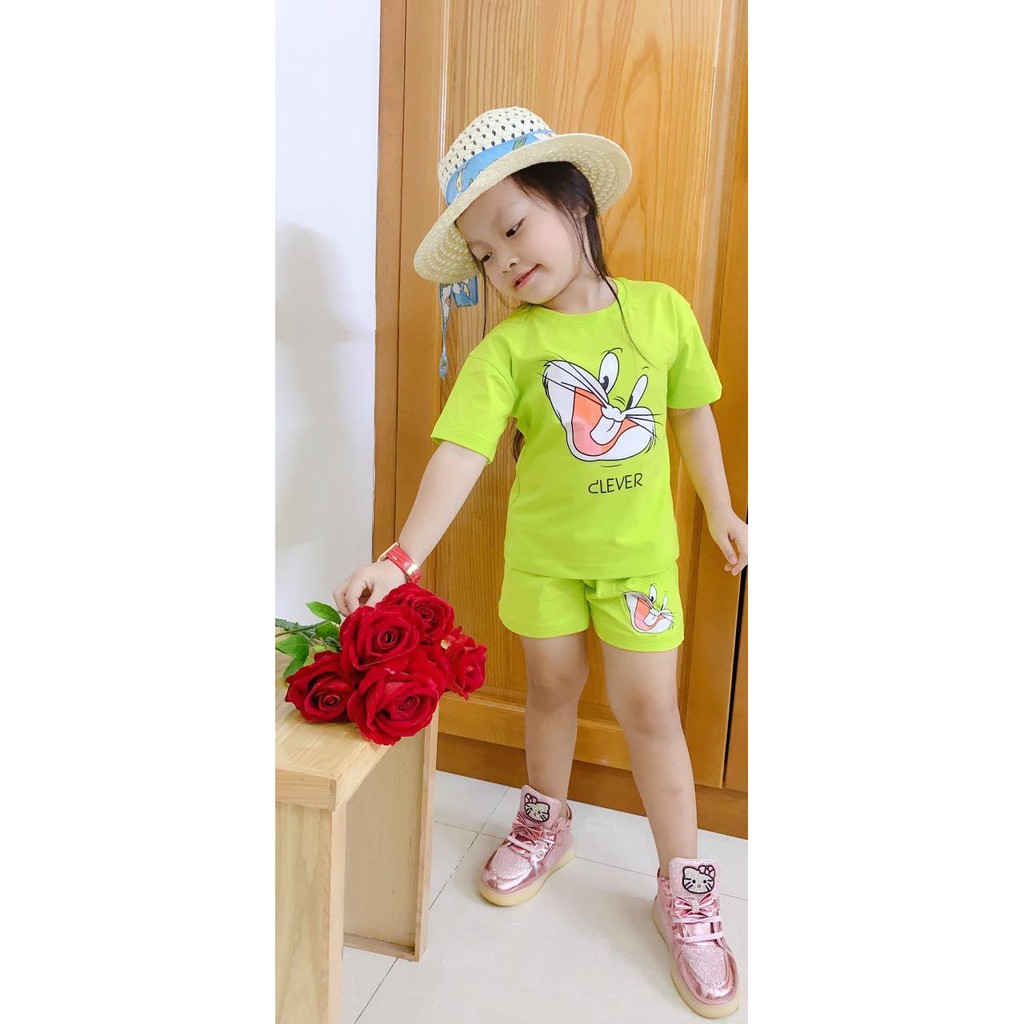 COMBO 3 bộ tay ngắn hình THỎ CLEVER cho bé gái siêu cute ngộ nghỉnh cho bé 6-24kg-DBBG16.