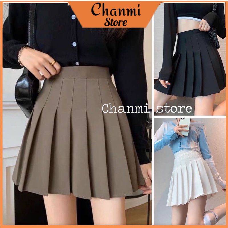 Chân váy xếp ly lưng cao phong cách hàn quốc( có quần kèm trong)