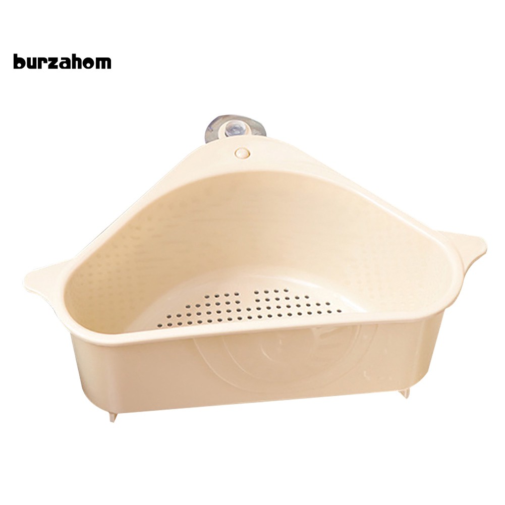 Kệ hình tam giác chất liệu bằng nhựa gắn ở bồn rửa chén đựng đồ