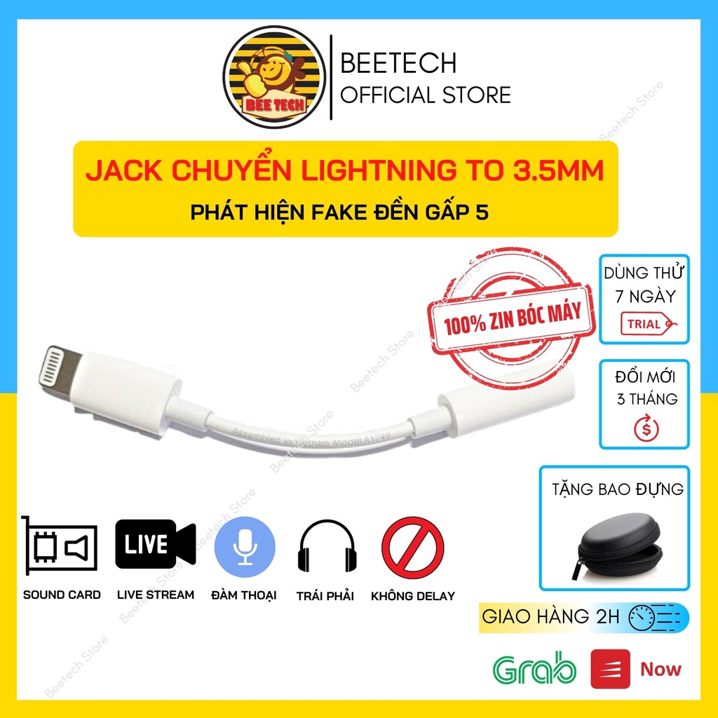 Jack chuyển đổi cổng sạc, cổng chuyển tai nghe zin bóc máy cho ip - Beetech