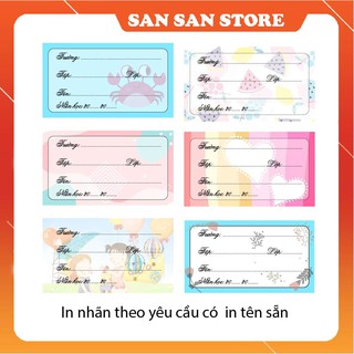 Combo 100 nhãn vở Tặng 1 tấm thời khóa biểu có keo