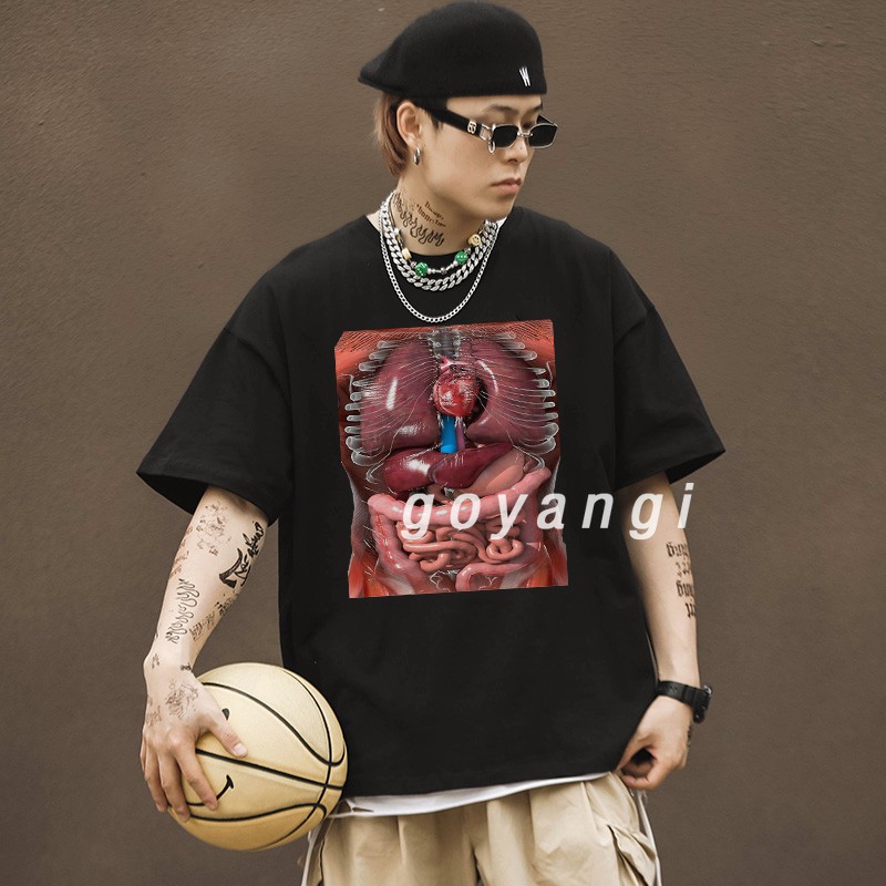 Áo thun tay lỡ goyangi Inside your body unisex nam nữ dáng rộng oversize phong cách Hàn Quốc