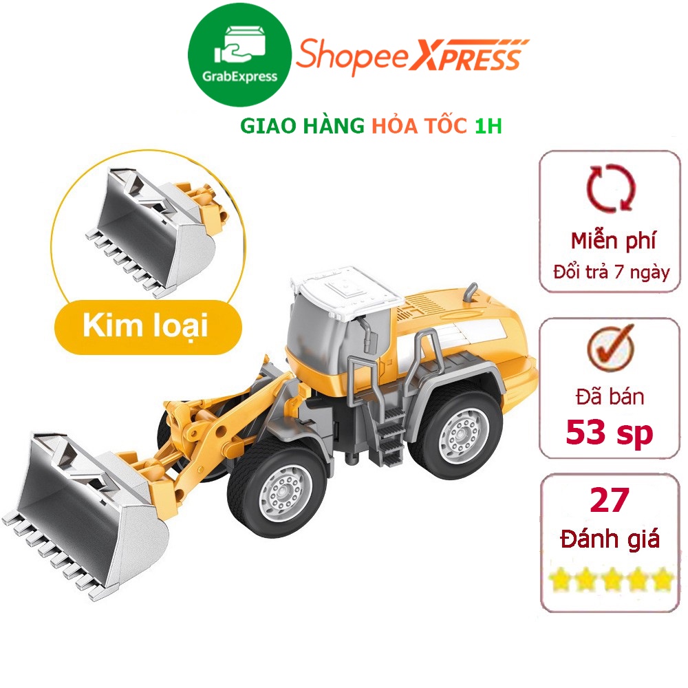 Đồ chơi mô hình xe xúc đất gàu xúc bằng kim loại nguyên khối chi tiết sắc sảo, bền đẹp (loại cao cấp)