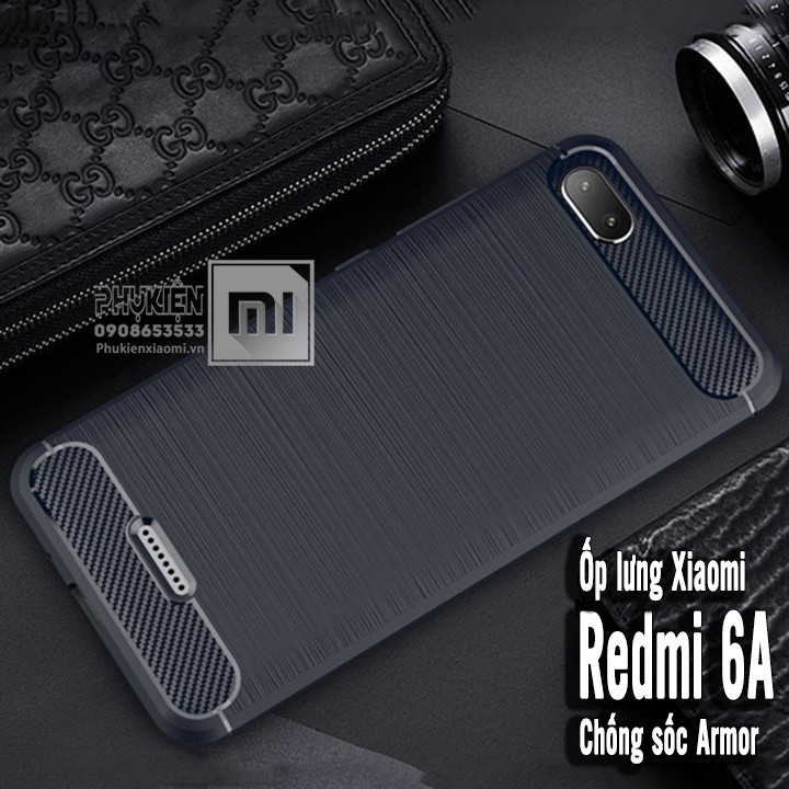 Ốp lưng Xiaomi Redmi 6A TPU dẻo chống sốc - Rugged Armor - Xanh Đen