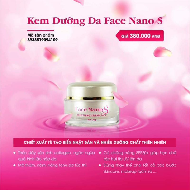 [FREESHIP + QUÀ TẶNG 🎁] Kem Face Nano S - Sắc Hồng dưỡng trắng da ban ngày 20g - tổng hợp Collagen