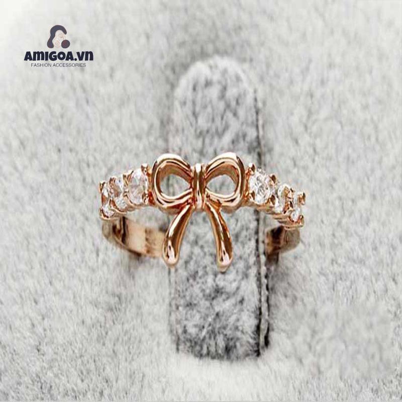 ✨✨Nhẫn nơ hợp kim đính đá thanh lịch và nữ tính