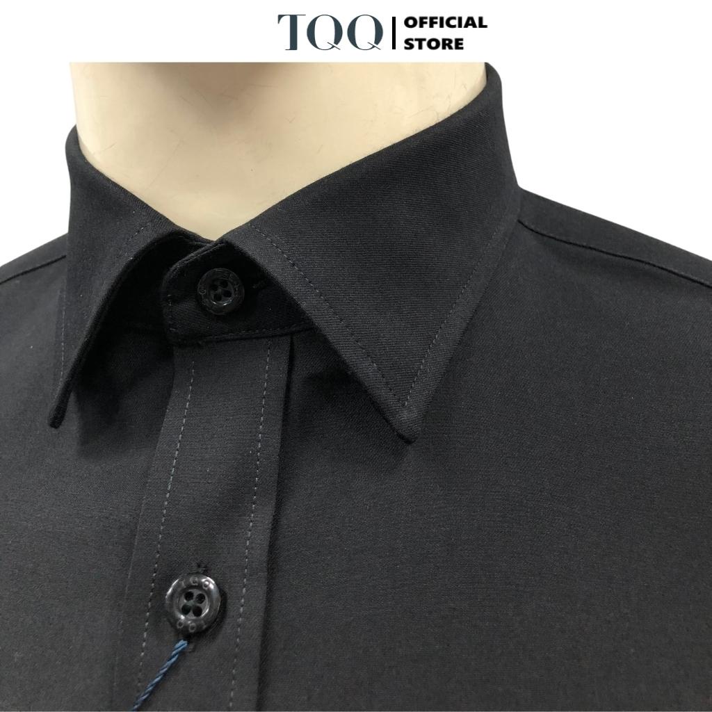 Áo sơ mi đen nam dài tay TQQ M96CS somi công sở trơn màu dáng Slim fit có túi vải sợi tre cao cấp mềm mát chống nhăn