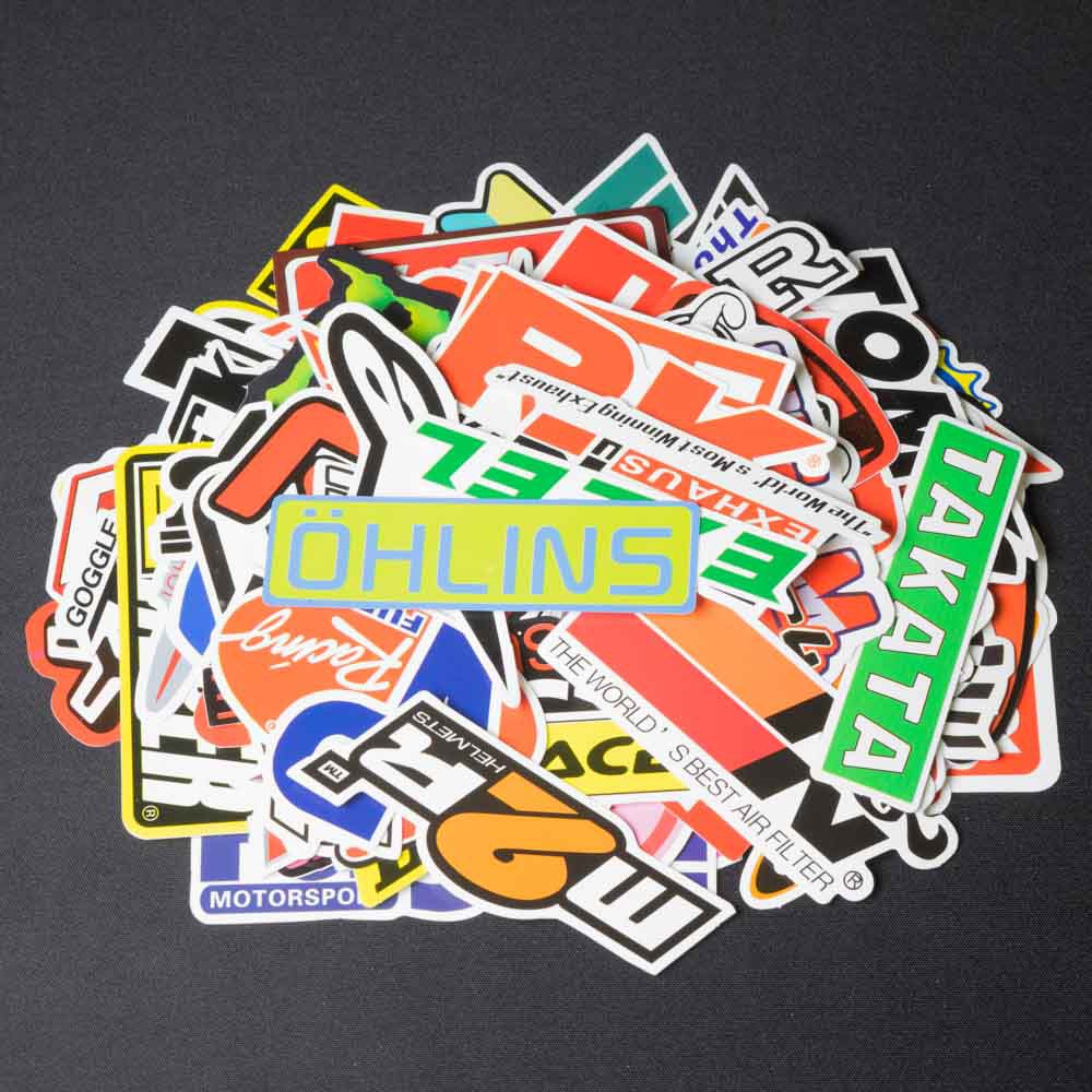 Bộ 10 20 50 sticker dán xe máy (nhiều thương hiệu) stickers cao cấp trang trí Vali Laptop Mũ Bảo Hiểm Xe Máy Xe Đạp Đàn