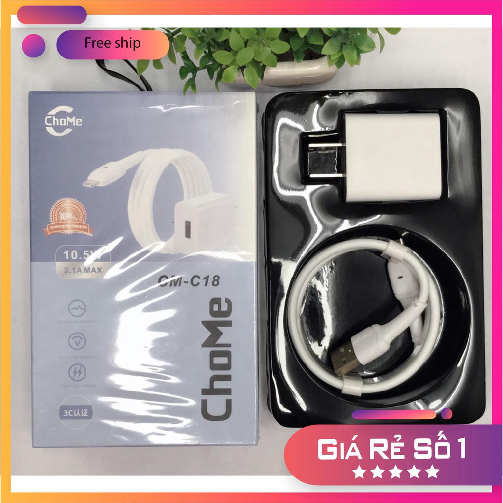 [Loại 1 Tốt Nhất]  Bộ Củ Cáp Sạc Chome 5V/2.1A Chính Hãng