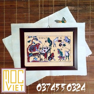 Tranh Đông Hồ Thầy Đồ Cóc - 26x36 cm - Tranh Khung
