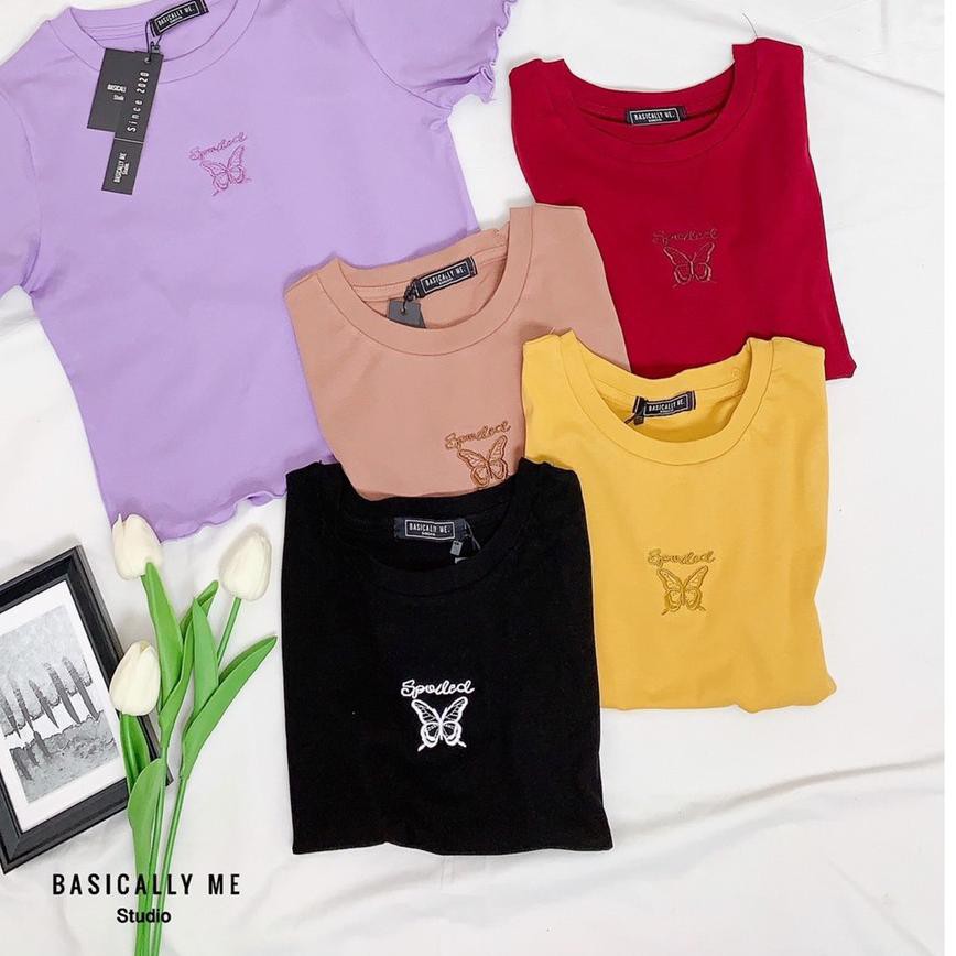 ✶ (Basic) Basically Me) Áo Sơ Mi Thêu Bướm Cơ Bản - Bướm | Nhập Khẩu Ban Đầu Thái Lan ➺