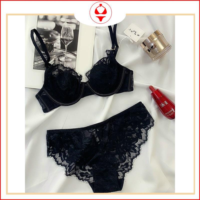 Bộ đồ lót ⚡kèm quà tặng ⚡ Set đồ lót cao cấp  khuy vàng ren mút mỏng có gọng C1219 | BigBuy360 - bigbuy360.vn