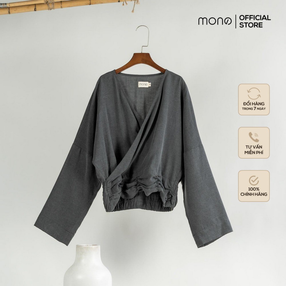 Áo cheva cổ V linen MONO