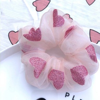 Cột Tóc Vải Scrunchies Tim 2 Lớp