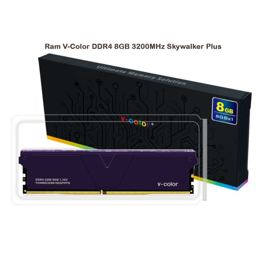 [Mã BMBAU300 giảm 10% đơn 499K] Ram PC V-Color DDR4 8GB 3200MHz Skywalker Plus UDIMM 1.35V Tím