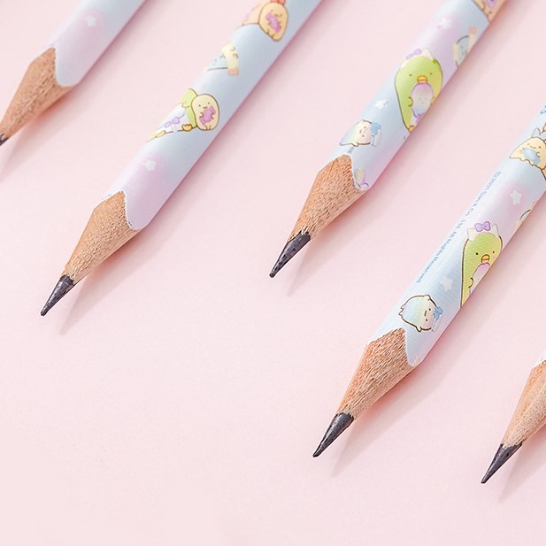 Bút Chì Tam Giác In Hình Dễ Thương- Hộp 12 Bút- Bút Chì Kèm Gôm Tẩy Cho Học Sinh, Sinh Viên