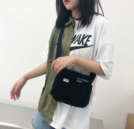 Túi canvas đeo vai thiết kế đơn giản hợp thời trang